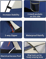 SPORTLIMIT 4 Person Tent with Removable Rain Fly, Waterproof Camping Tents Easy Setup, 3 Mesh Windows with Double Layer for Camp Backpacking Hiking Outdoor for 4 Seasons(Navy)
