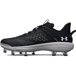 Under Armour Men's Yard Low MT TPU Baseball Cleat, (001) Black/Black/White, 8