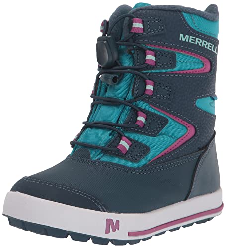 Merrell Snow Bank 3.0 Waterproof Boot, Navy/Turq, 5 US Unisex Big Kid
