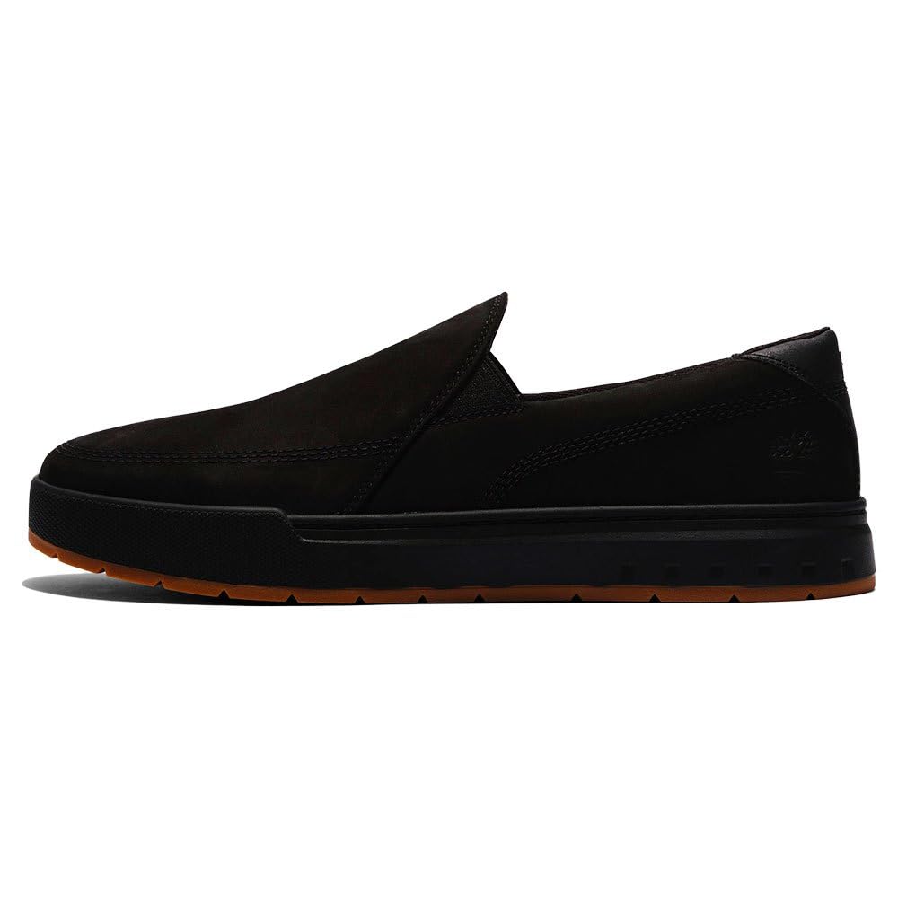 Timberland Maple Grove Leather Slip-On Shoes for Men - Textile Upper with Round Toe Design, Slip-On Style, Classy, and Chic Black Nubuck 11.5 D - Medium