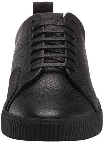 BOSS Green by Hugo Men's Leather Sneakers with Rubber Sole Shoe, Black, 11 M US