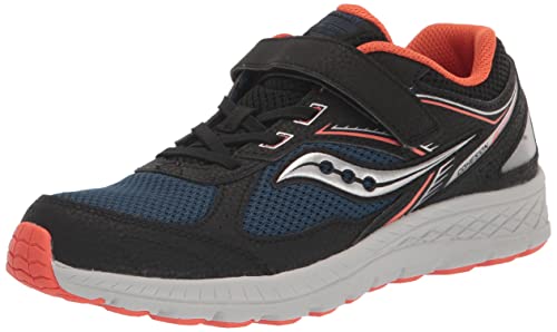 Saucony Cohesion 14 Alternative Closure Sneaker, Black/Navy/RED, 1.5 Wide US Unisex Big_Kid
