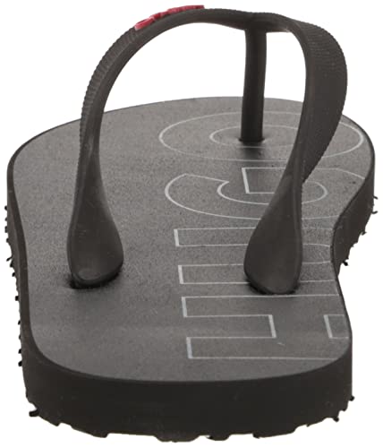 HUGO Mens Bold Logo Denim Print Flip-Flop, Charcoal Denim, 12 US