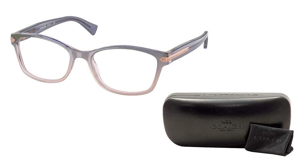 Coach HC6065 5554 51MM Shimmer Violet Peach Gradient Rectangle Eyeglasses for Women + BUNDLE With Designer iWear Eyewear Kit