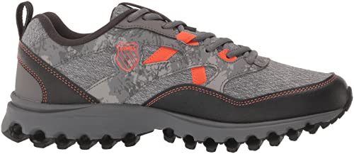 K-Swiss Men's Tubes 200 Trail Running Shoe, Steel Gray/Jet Black/Red Orange, 11