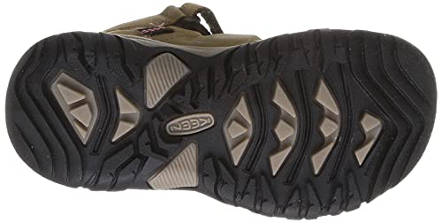 KEEN Ridge Flex Mid Height Waterproof Leather Hiking Boots, Bison/Red Carpet, 4 US Unisex Big Kid