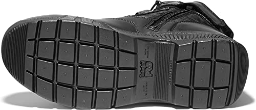 Timberland PRO Men's 6 Inch Valor Comp Toe Waterproof Side Zip Work Boot, Black Smooth Leather Ballistic Nylon, 14 W US