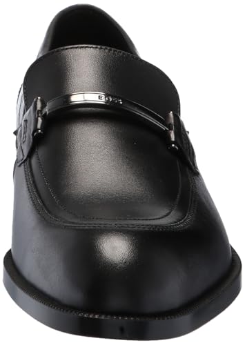 BOSS Tayil Smooth Leather Bit Loafer, Black Currant, 7.5