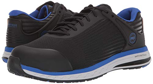 Timberland PRO Men's Drivetrain Composite Safety Toe Electrical Hazard Athletic Work Shoe, Black/Blue, 10.5 M US