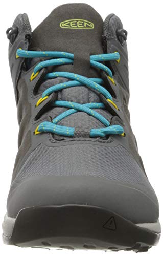 KEEN Women's High Rise Hiking Boots, Black Steel Grey Bright Turquoise 003, 8.5 UK
