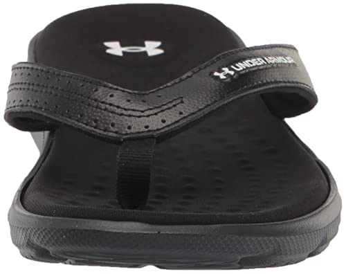 Under Armour Women's Ignite Marbella Flip Flop, (001) Black/Black/White, 12, US