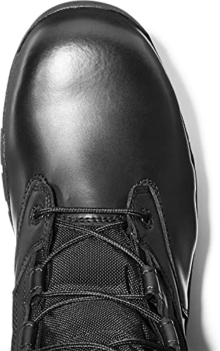 Timberland PRO Men's 6 Inch Valor Comp Toe Waterproof Side Zip Work Boot, Black Smooth Leather Ballistic Nylon, 14 W US