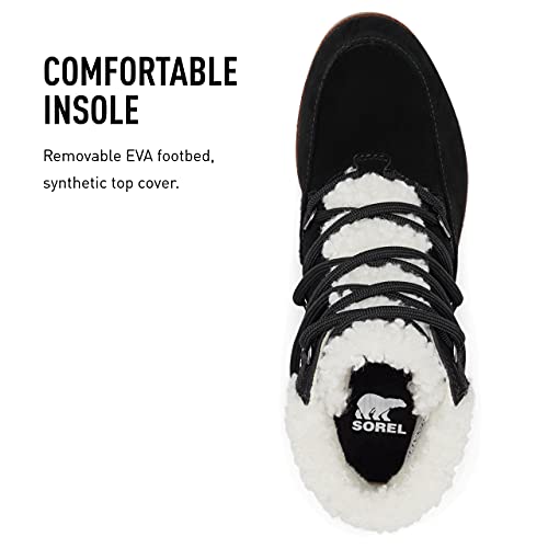 Sorel Women's Harlow Lace Cozy Boot — Black, Gum 10 — Waterproof Leather Ankle Booties — Size 7