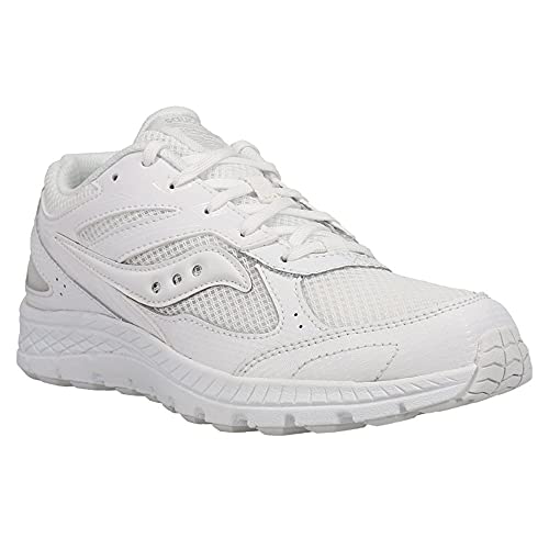 Saucony Cohesion 14 LACE to Toe Running Shoe, White, 4.5 US Unisex Big Kid