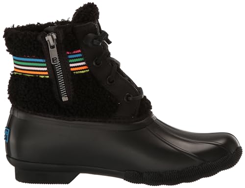 Sperry Women's Saltwater Sherpa Rain Boot, Rainbow Black, 11
