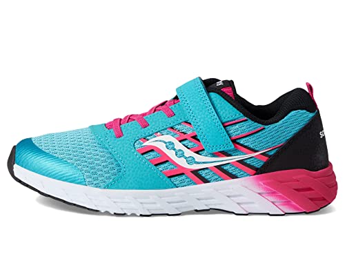 Saucony Wind Alternative Closure 2.0 Running Shoe, TURQ/PINK/BLACK, 12 Wide US Unisex Big_Kid