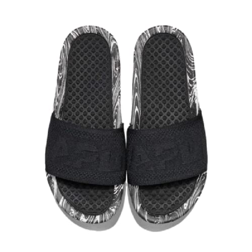 APL: Athletic Propulsion Labs Women's Big Logo Techloom Slide, (6, Black/White/Marble, Numeric_6)