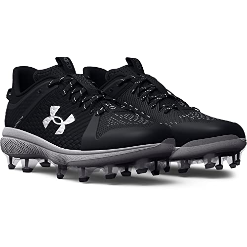 Under Armour Men's Yard Low MT TPU Baseball Cleat, (001) Black/Black/White, 8