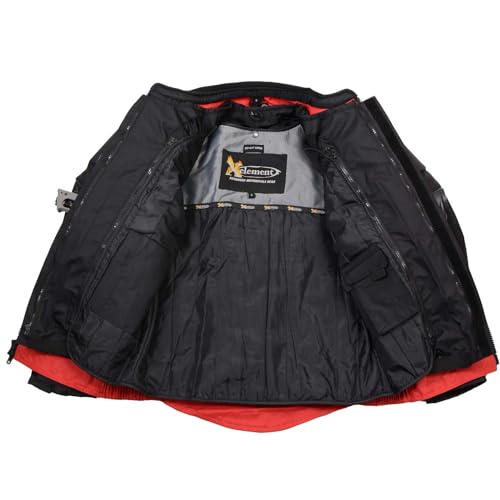 Xelement XS8161 Men's 'Venture' All Season Black with Red Tri-Tex and Mesh Motorcycle Rider Jacket with X-Armor - Medium
