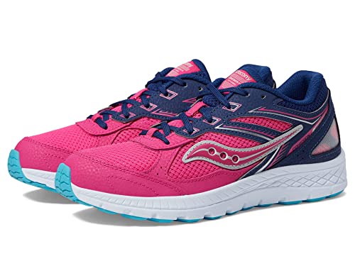 Saucony Cohesion 14 Lace to Toe Sneaker, Pink/Navy, 2.5 US Unisex Big Kid