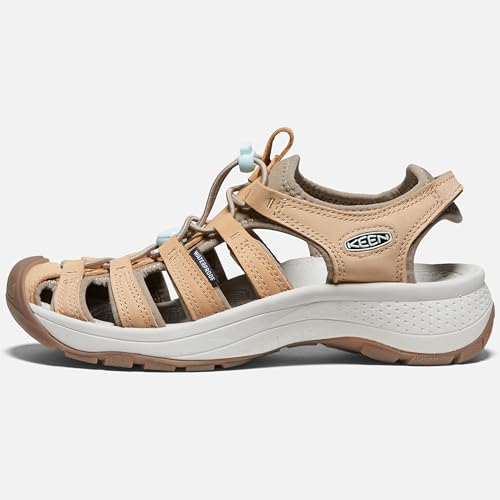 KEEN Women's Astoria West Closed Toe Sandals, Doe/Blue Glass, 9.5