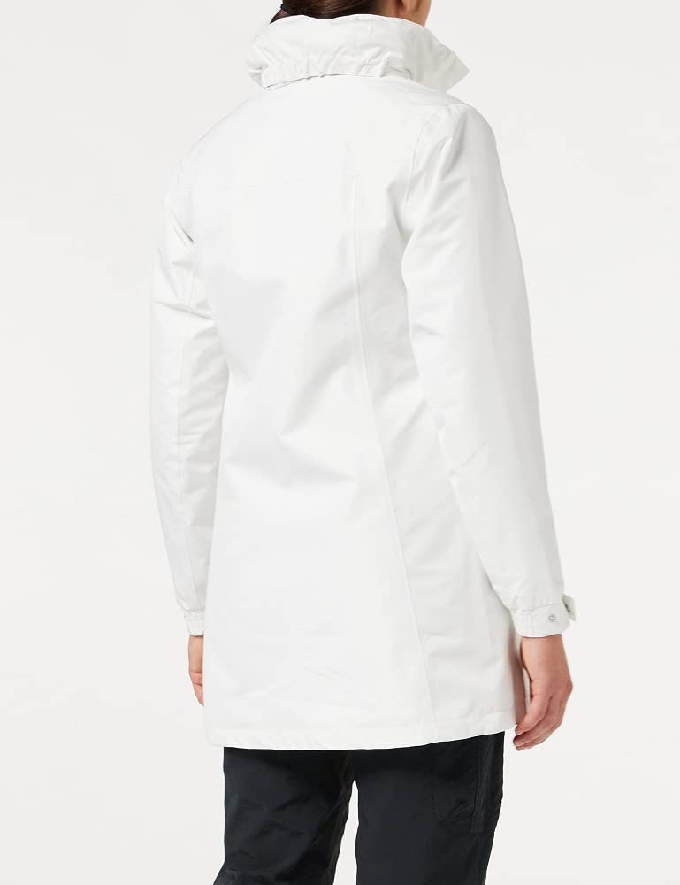 Helly-Hansen Women's Aden Waterproof Breathable Hooded Long Rain Jacket, White, Medium