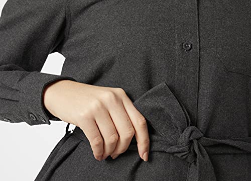 Helly-Hansen Womens Organic Flannel Shirt Dress, 980 Ebony Melange, Large