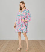 Lilly Pulitzer 3/4 Sleeve Martine Quarter Sleeves Dress for Women with Pullover Style, Split Neckline, and Allover Floral Print Multi Seaweed Samba MD One Size