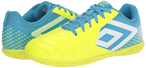 Umbro Men's Sala 5 IC Indoor Soccer Shoe, Yellow/Whie/Blue, 9