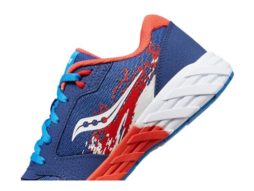 Saucony® Kids Wind 2.0 Sneakers for Kids – EVA Insole – Padded Tongue and Colar = Round Toe Cap Navy/Red/White 13 Little Kid M