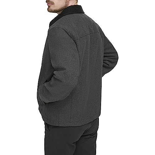 Dockers Men's Wool Blend Zip Up Jacket with Quilted, Charcoal (Without Bib)