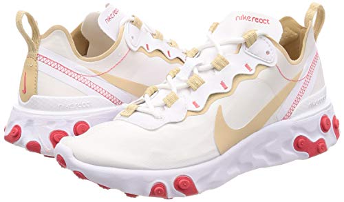Nike Women's React Element 55 Running Shoes (6, Desert Ore/White)