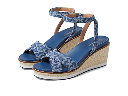 Cole Haan Cloudfeel Espadrille Wedge Sandal 75 mm Denim Jacquard 7.5 B (M)