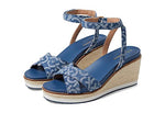 Cole Haan Cloudfeel Espadrille Wedge Sandal 75 mm Denim Jacquard 7.5 B (M)