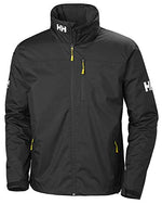 Helly Hansen Men's Crew Hooded Midlayer Fleece Lined Waterproof Raincoat Jacket, 990 Black, Medium