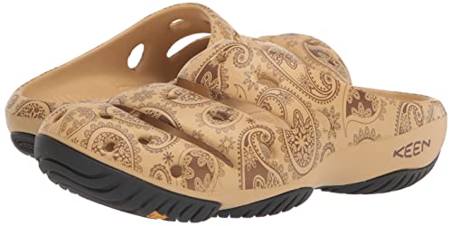 KEEN Women's Yogui Comfortable Slip On Lightweight Clogs, Caffe Latte Paisley, 11
