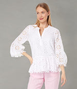 Lilly Pulitzer 3/4 Sleeve Bekah Eyelet Top Resort White Funflower Eyelet LG