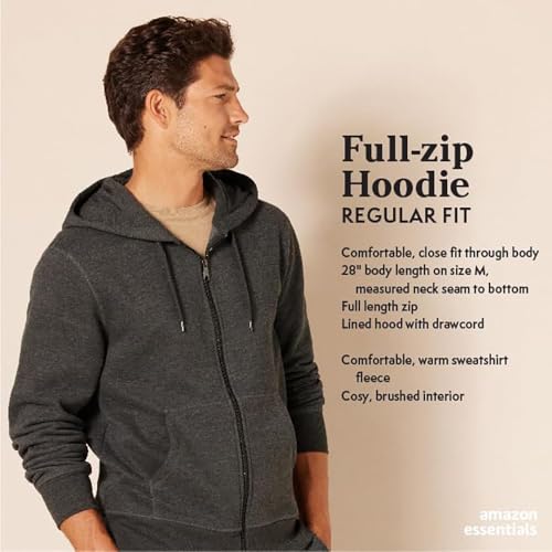 Amazon Essentials Men's Full-Zip Fleece Hoodie (Available in Big & Tall), Purple, Medium
