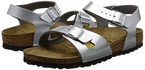 Birkenstock Rio Silver Birko-flor Girls / Womens Sandals (33.0 N)