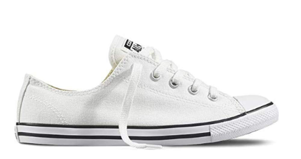 Converse Women's Chuck Taylor Dainty Low Top Sneaker, White,Black, 8 (M) US