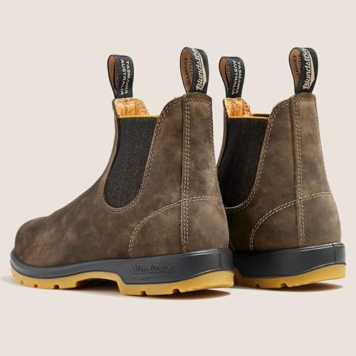 Blundstone 1944 Unisex Classic Series Chelsea Boot for Men and Women with Shock Absorption and Premium Water Resistant Leather, Rustic Brown/Mustard Black, 6.5 US Men / 8.5 US Women / 5.5 AU