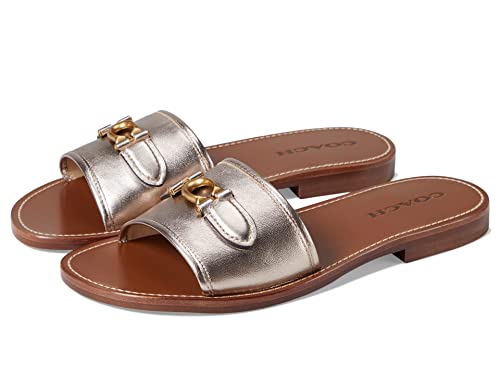 Coach Ina Metallic Leather Sandal Platinum Champagne 5 B (M)