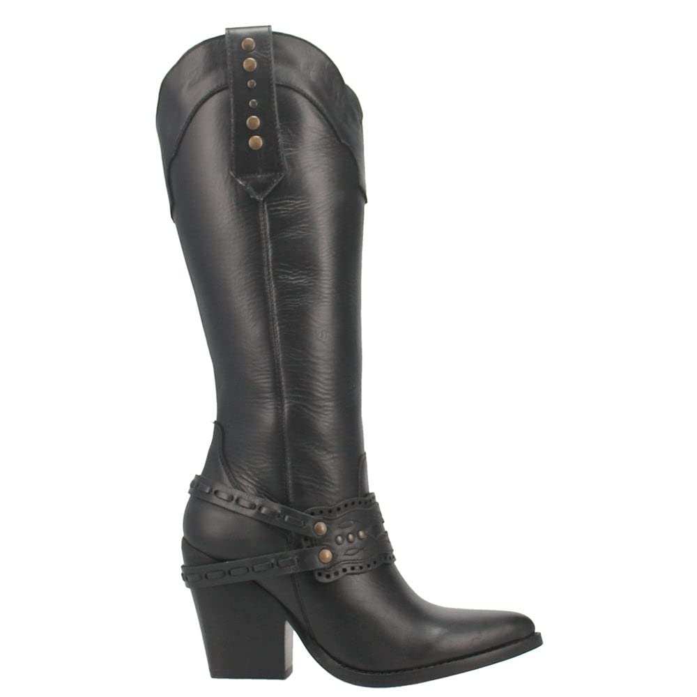 Dingo Women's Masquerade Hardness Studded Western Tall Boot Snip Toe Black 7 M