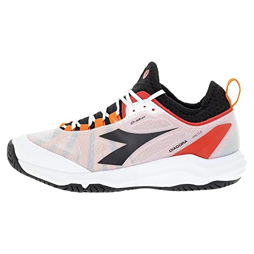 Diadora Men's Speed Blushield Fly 3 + AG Tennis Shoe (White/Black/Fiery Red, 9.5)