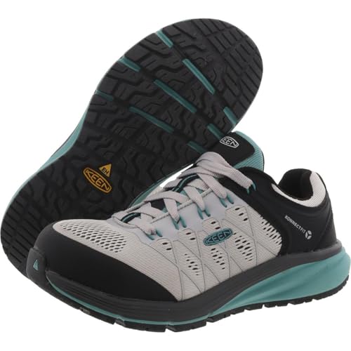 KEEN Utility Women's Vista Energy Low Height Sneakers Composite Toe Industrial Work Shoes, Vapor/Porcelain, 7.5