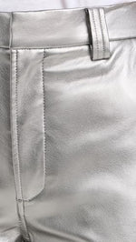 Joe's Jeans Women's The Mia Vegan Leather Crop Trouser, Metallic Silver