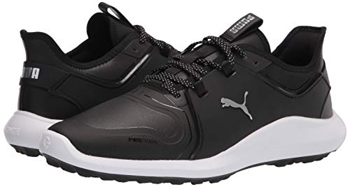PUMA Men's Ignite Fasten8 Pro Golf Shoe, Black Silver Black, 14