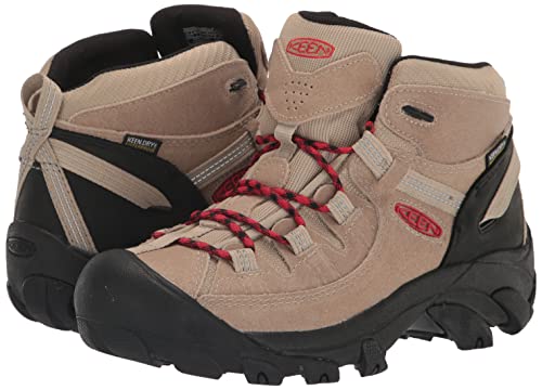 KEEN Men's Targhee 2 Mid Height Waterproof Hiking Boots, Safari/Red Carpet, 14