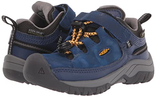 KEEN Targhee Low Height Waterproof Hiking Shoes, Blue Depths/Forest Night, 4 US Unisex Big Kid
