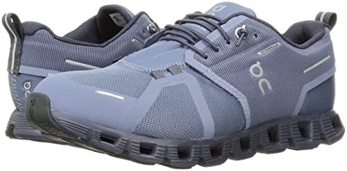 On Men's Cloud 5 Waterproof Sneakers, Metal/Navy, Blue, 7 Medium US